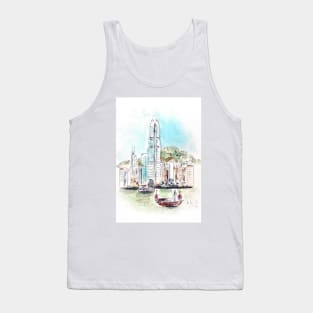 Hong Kong Victoria Harbor 2 ink and watercolour Tank Top